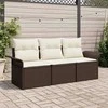 Lauko baldų komplektas Sodo Sofų Rinkinys su pagalve 3 pcs Ruda Poli ratanas