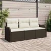 Lauko baldų komplektas Sodo Sofų Rinkinys su saugykla 3 pcs Ruda Poli ratanas