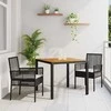 Lauko baldų komplektas Sodo valgomojo komplektas 3 pcs Juoda poliratanas