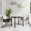 Lauko baldų komplektas Sodo valgomojo komplektas 3 pcs Ruda ir juoda PE ratanas