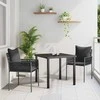 Lauko baldų komplektas Sodo valgomojo komplektas 3 pcs Juoda ir pilka PE ratanas