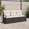 Lauko baldų komplektas Sofos komplektas 3 pcs Juoda poliratanas