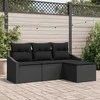 Lauko baldų komplektas Sofos komplektas su pagalve 4 pcs Juoda poliratanas