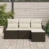 Lauko baldų komplektas Sofos komplektas su pagalve 4 pcs Ruda poliratanas