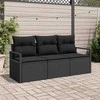 Lauko baldų komplektas Sofos komplektas 3 pcs Juoda poliratanas