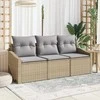 Lauko baldų komplektas Sofos komplektas su pagalve 3 pcs Smėlio poliratanas