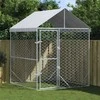Lauko voljeras šunims su stogu, sidabrinis, 2x2x2,5m, plienas