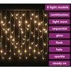 LED girlianda varvekliai, 10m, 400 šiltų baltų LED, 8 funkcijos