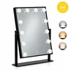LED kosmetinis veidrodis 30×40 cm su apšvietimu, 3 spalvų režimai, 12 lempučių, juodas ModernHome