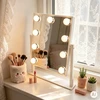 LED makiažo veidrodis 25×30 cm kosmetinis su apšvietimu 3 spalvų 9 lemputės ModernHome