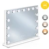 LED makiažo veidrodis 57×46 cm kosmetinis su apšvietimu 3 spalvos ryškumo reguliavimas 15 lempučių ModernHome
