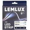 Lemlux LED juosta, 5m ritė, 24Vdc, 11W/m, COB 480LED/m, 140lm/W, 1600lm, Šaltai balta 6000K, IP20, 180°
