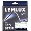 Lemlux LED juosta, 5m ritė, 24Vdc, 6W/m, COB 480LED/m, 660lm, šiltai balta 3000K, IP20, 180°