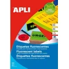 Lipnios etiketės Apli, A4, 64x33.9mm, 24 etiketės lape, 20 lapų, neoninės geltonos spalvos