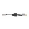 „Manhattan“ ausinių adapteris kabelis su stereo garso Aux Y skirstytuvu, 3,5 mm moteriškas (4 kontaktų) iki 2 x 3,5 mm vyriškas (3 kontaktų), 15 cm, atskiriamas vienos ausinės prijungimas prie mikrofono ir garso kištukai, CTIA, paauksuoti kontaktai, pintas nailonas, Juodas/Sida612