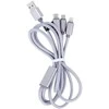 Maxlife 3in1 kabelis USB - Lightning + USB-C + microUSB 1,0 m 2,1A pilkas nailonas