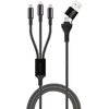 Maxlife ALLin1 laidas USB + USB-C – Lightning + 2x USB-C 1,0 m 66W juodas