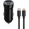 Maxlife MXCC-04 PD QC automobilinis įkroviklis 1x USB-C 1x USB 20W juodas + USB-C – Lightning laidas 27W