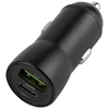 Maxlife MXCC-04 PD QC automobilinis įkroviklis 1x USB-C 1x USB 20W juodas + USB-C – Lightning laidas 27W