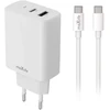 Maxlife MXTC-10-20AC PD QC įkroviklis 1x USB-C 1x USB 20W baltas + USB-C – USB-C laidas 20W