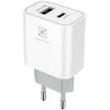 Maxximus Tinklo įkroviklis MX ALFA 20W PD+QC, USB-A+C + kabelis C/C 20W PD, baltos spalvos