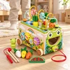 Medinis 8-in-1 varlės formos lavinamasis kubas su vaikštyne, formų rūšiuokliu, ksilofonu ir kirmėlių žvejyba ECOTOYS