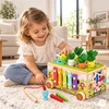Medinis 8-in-1 varlės formos lavinamasis kubas su vaikštyne, formų rūšiuokliu, ksilofonu ir kirmėlių žvejyba ECOTOYS