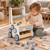 Medinis vaikiškas darbastalis su stumduku ir įrankiais, 34 dalys ECOTOYS