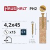 Medsraigčiai Haushalt, 4,2 x 45 mm, ZN, PH, 15 vnt.