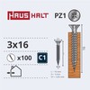 Medsraigčiai Haushalte, 3 x 16 mm, ZN, PZ1, 100 vnt.
