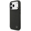 Original dėklas MERCEDES Leather Large Laurel Leave MagSafe skirtas Apple iPhone 17 Pro juodos spalvos
