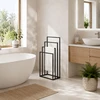 Metalinis pastatomas rankšluosčių stovas su 4 laikikliais, juodas, ModernHome