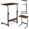 Mobile laptop table – side desk for armchair and sofa in dark walnut finish, ModernHome