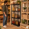 ModernHome 4 aukštų lentynų stovas garažui, rūsiui ir namams – juodas