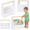 Montessori vaikiška knygų lentyna, 3 aukštų knygų stovas-organizeris, balta ECOTOYS
