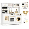 MultiGarden Didelė medinė vaikiška virtuvėlė su kavos aparatu, ledukų generatoriumi ir priedais, balta ECOTOYS