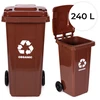 Multistore 240L Large Wheelie Bin with Rubber Wheels – Brown for Organic (BIO) Waste