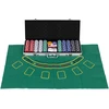 Modernhome Didelis pokerio ir blackjack žaidimų rinkinys su 90x60 cm kilimėliu