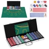 Modernhome Didelis pokerio ir blackjack žaidimų rinkinys su 90x60 cm kilimėliu