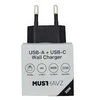 Musthavz to Go 2 Port PD įkroviklis USB-A + USB-C 20W, juodos spalvos