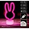 Neoninis LED šviestuvas su stovu RABBIT rožinis USB-C FSC-10 Forever Light