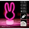 Neoninis LED šviestuvas su stovu RABBIT rožinis USB-C FSC-10 Forever Light