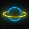 Neoninis LED šviestuvas SATURN geltonas mėlynas Šikšnosparnis + USB FLNE11 Forever Light