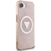 Guess IML Metal Glitter 4G Circle Triangle MagSafe dėklas iPhone 16e - rožinis