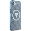 Guess IML Metal Glitter 4G Circle Triangle MagSafe dėklas, skirtas iPhone 16e - Mėlyna