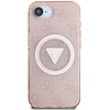 Guess IML Metal Glitter 4G Circle Triangle MagSafe dėklas iPhone 16e - rožinis