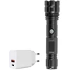 PNI Adventure F10 aliumininis žibintuvėlis su 6W LED, 500lm, iki 200m fokusavimu, su baterija ir PNI CHG300 maitinimo adapteriu su USB C prievadu, QC3.0, PD3.0, PPS ir USB-A prievadu, 30W