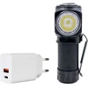 PNI Adventure F75 priekinis žibintuvėlis su 6W LED, 600 lm, pagamintas iš aliuminio, su baterija ir PNI CHG300 maitinimo adapteriu su USB C prievadu, QC3.0, PD3.0, PPS ir USB-A prievadu, 30W