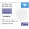 PNI D-Light CL2507 6W LED prožektorius, įleidžiamas, apvalus 12 cm, 4200K, 230V maitinimo šaltinis, 660 lm, neutrali balta spalva