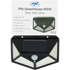 PNI GreenHouse WS10 LED saulės energija įkraunamas šviestuvas, 100 LED, 600 lm, PIR kampas 120 laipsnių, baterija 1800 mAh, montuojamas ant sienos